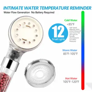 LED Shower Head. 3 Water Temperature-Controlled Water Saving Filtered Shower Head. for Dry Hair & Skin.