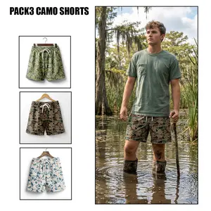 Pack 3 Camo Duck Hunting Shorts With 5 Inch Inseam, Perfect for the Gym, Basketball Camo Mesh Short, Gift for him, Gift For Her, Gym Gift