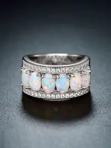 1 PC Fashion Cubic Zirconia & Faux Opal Statement Ring Stackable Engagement Ring For Women For Wedding Engagement Party Jewelry Valentine's Day Gift