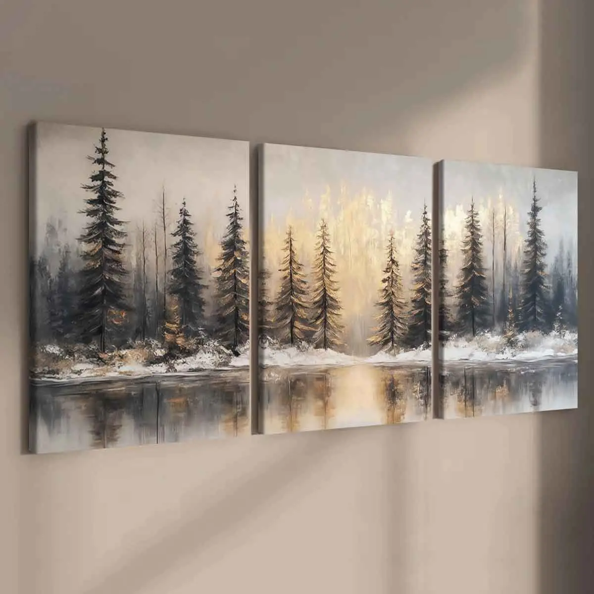Winter Forest Canvas Picture Image Prints Set, Modern Home Wall Art Decor, Artwork, High-Definition Waterproof Paintings for Living Room & Bedroom