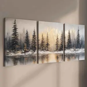 Winter Forest Canvas Prints Set, Modern Home Wall Art Decor, Artwork, High-Definition Waterproof Paintings for Living Room & Bedroom
