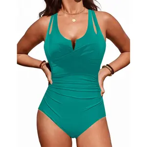 Women Tummy Control One Piece Swimsuits Slimming Push Up Bathing Suit Double Straps Swimwear