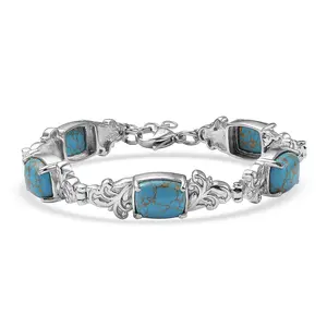 Blue Turquoise 13.25 ctw Bracelet in Stainless Steel 7.00 In