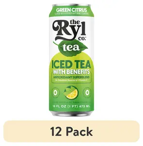 (12 pack) Ryl Iced Green Tea Citrus, Zero Sugar Antioxidant Green Tea, 16 fl oz Ready-to-Drink Can, No Artificial Sweeteners