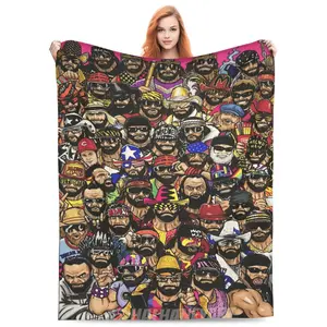 Macho Man Randy Savage Collage Fleece Blanket, Retro Wrestling Throw Blanket