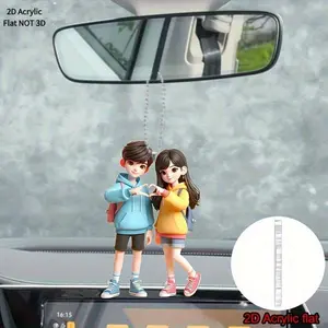 [2D Flat] Car Pendant Flat 1pc Heartfelt Couple Acrylic Keychain - 2D Flat Charm with Heart Gesture, Perfect for Car Rearview Mirror, Backpack And Home Decoration - Perfect Valentine'S Day Gift to Meet 11 Festivals of Usable Products