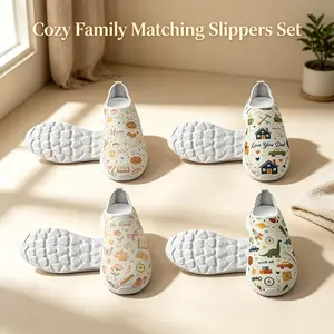 Cozy Family Matching Slippers Set for Mom Dad & Kids - Breathable Mesh Lightweight Slip On House Shoes, Summer Comfort Cushion Easy Wear Indoor Outdoor Slippers