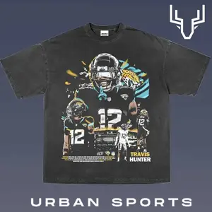 TRAVIS HUNTER 1.6 Football Retro Graphic Tee, Urban Sports Streetwear Shirt, Vintage Style Fan T-Shirt, Championship Inspired Oversized Washed Tee, Unisex Casual Sports Graphic Top for Men Women Fans