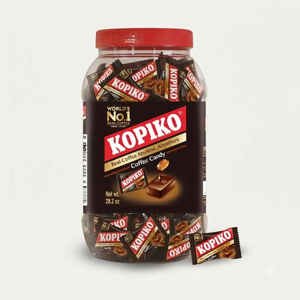 Kopiko Coffee Candy Original Version 800g 28.2 oz Jar Real Coffee Extract Rich Smooth Energy Hard Candy Bulk Pack