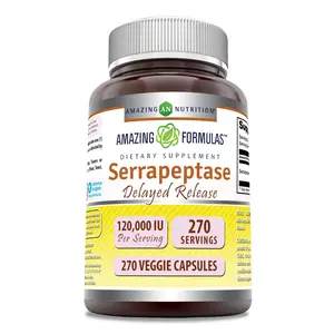 Amazing Formulas Serrapeptase Supplement | 120,000 IU  270 Veggie Capsules | Non-GMO | Gluten-Free | Made in USA