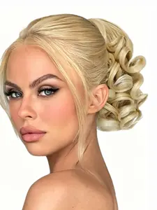 1PC 8inch Curly Ponytail Extension Drawstring Ponytail for Women Golden Blonde Short Ponytail Extension Synthetic Hairpiece for Daily Party #18h613