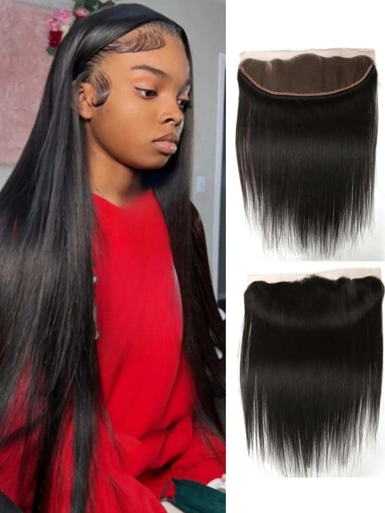 Straight 13x4 Transparent Lace Closure Straight Human Hair Closure Frontal Free Part Transparent Lace Closure Pre Plucked