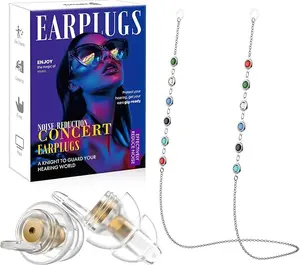 Reusable High Fidelity Noise Cancelling Ear Plugs for Concerts, Music Festivals, Raves, DJs, Musicians, Nightclubs, Motorcycles, Airplanes – Comfortable Silicone Earplugs with Stylish Chain & Carrying Case – Protect Hearing, Preserve Sound Quality