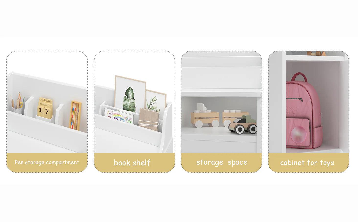 GARVEE Stylish Wooden Study Desk and Chair Set with Hutch and Storage for Ages 3-12, Ideal for Bedrooms and Study Rooms, Perfect for Student Writing and Computer Workstation.