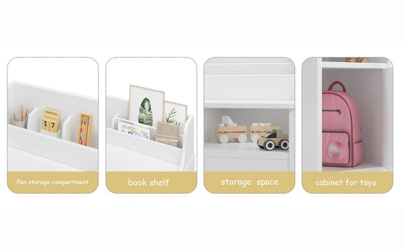 GARVEE Stylish Wooden Study Desk and Chair Set with Hutch and Storage for Ages 3-12, Ideal for Bedrooms and Study Rooms, Perfect for Student Writing and Computer Workstation.