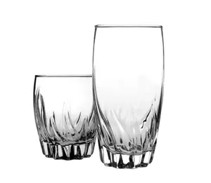 12 Piece Radiant Drinking Glasses Set, 16 oz & 12 oz Clear Glasses