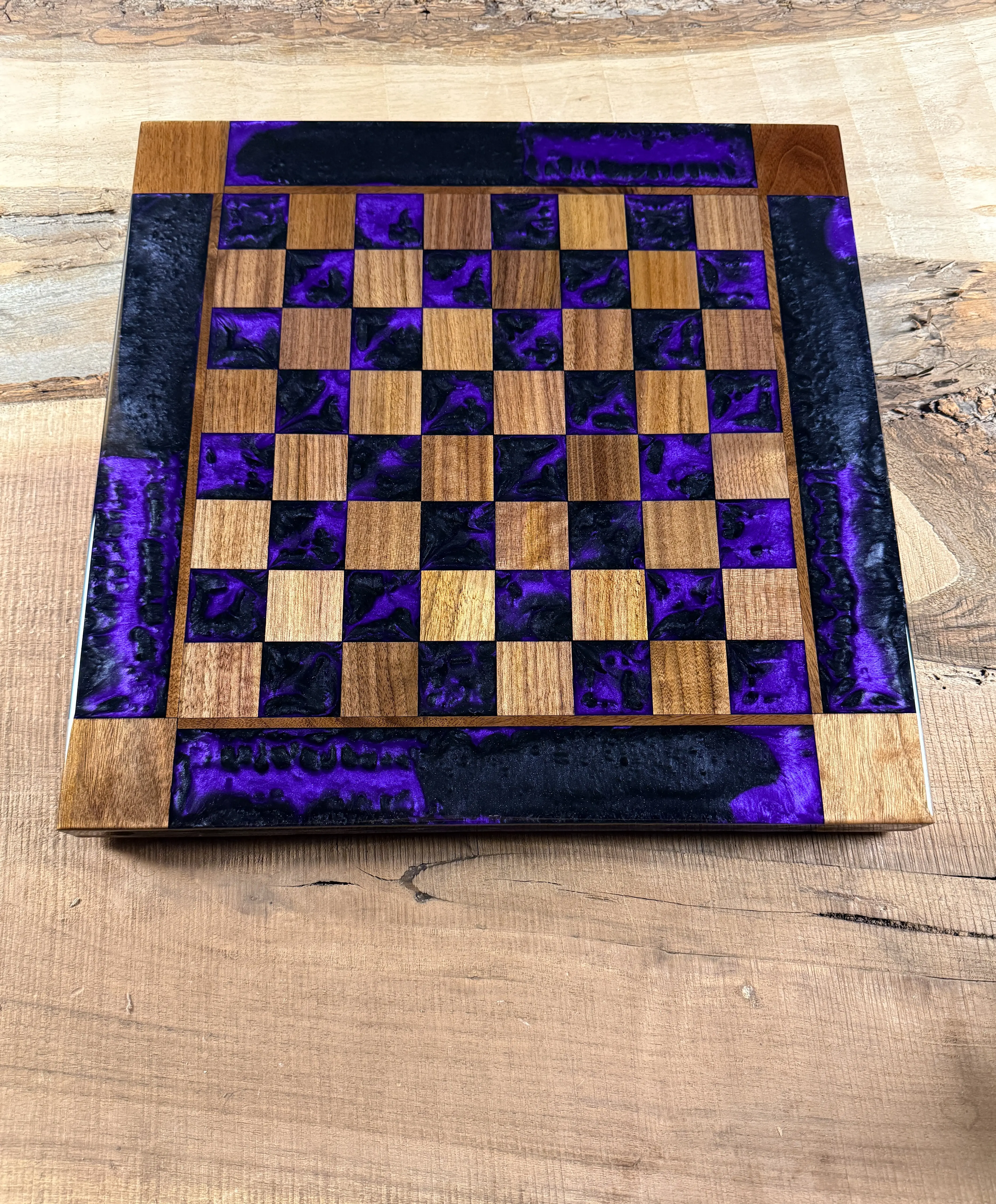 Black Onyx Purple Haze Walnut Chess Board (Chess Set Included)