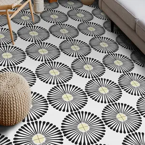 9pcs and Pattern 2D Flat Floor Stickers, Self-Adhesive PVC Wall Decals 11.81x11.81 Inches for Indoor Room Decor