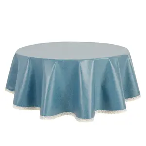 REGALWOVEN 1 Pack Round Tablecloth Oil-Proof Water-Proof Lace TPU Table Cover