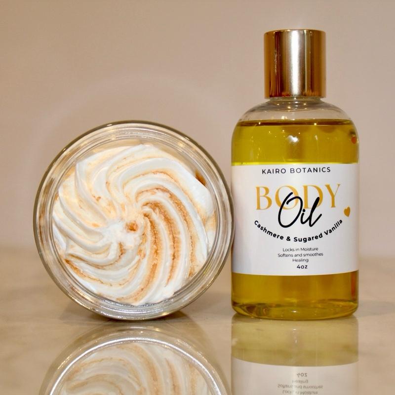 Cashmere & Sugared Vanilla Body Oil & Butter Bundle - Marshmallow Dreams Whipped Body Butter with Shea & Kokum Butters for Soft Hydrated Skin