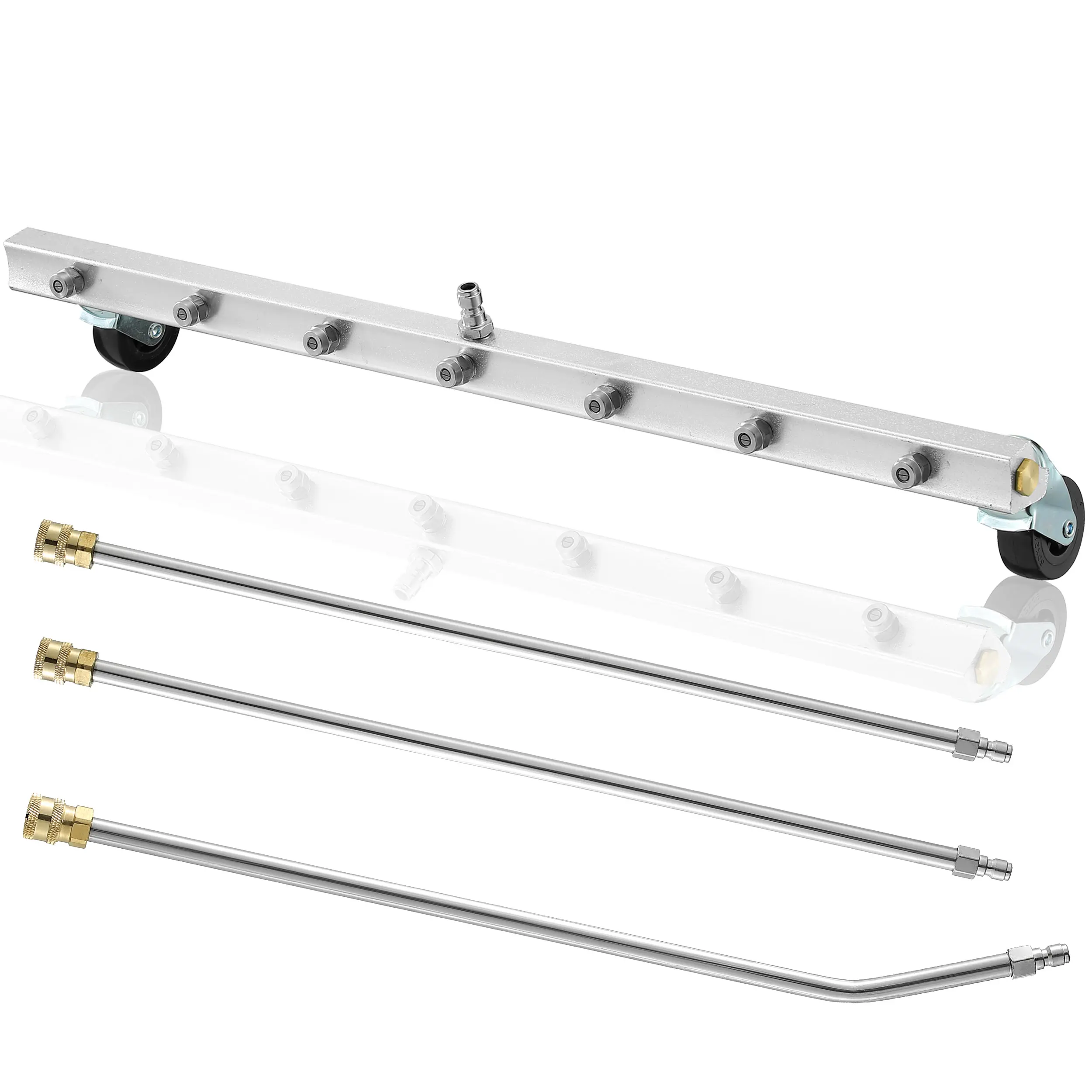 M MINGLE 24-in Undercarriage Pressure Washer Attachment - 4000 PSI Sprayer, 7 Nozzles, 3 Wands, Accessibility Focused Efficient Cleaner for RVs, Vehicles, Father's Day Gift