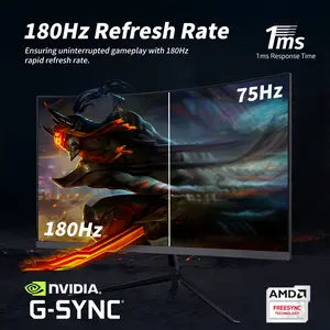 24" 1800R Curved Gaming Monitor IPS FHD 1080P 180Hz 1ms AMD FreeSync HDMI DP VESA 16.7M Colors 100% sRGB Gamut Ultra Slim Design