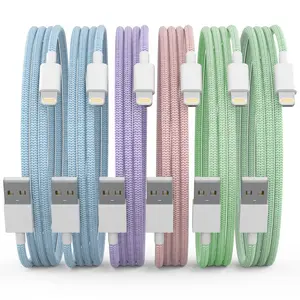 iPhone Charger Cables 6 Pack 3/3/6/6/6/10 FT [Apple MFi Certified] Multi-Size Multi-Color Long USB Fast Charging Lightning Cable Compatible with iPhone 14/13/12/11 Pro Max/XS MAX/XR/XS/X/8/7 Plus - Macaroon Color