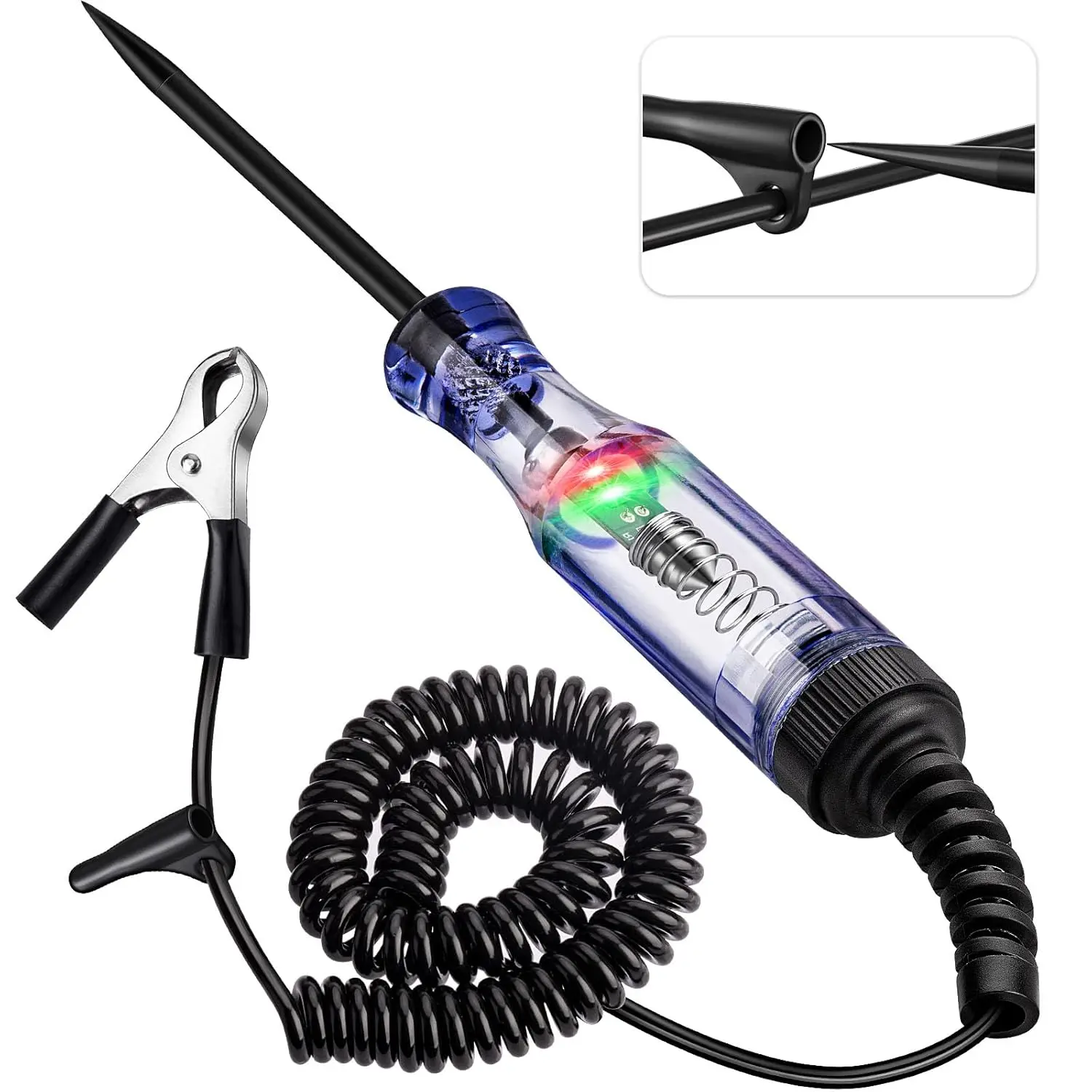 Car Circuit Tester, 6V-12V-24V Automotive Test Light with Dual-Color Polarity Light, Stainless Probe, Shatter-Proof ABS Handle for Continuity, Fuse Testing, DIY Automotive Circuit Testing, Sedan Use, Manufacturer Warranty