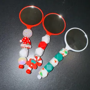 Handheld beaded Mirror - Christmas