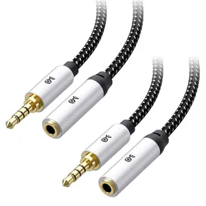 2-Pack Headset Extension  - 6ft, TRRS with Mic Support, 3.5mm Extension , Gaming Headset Extended Cord, Black