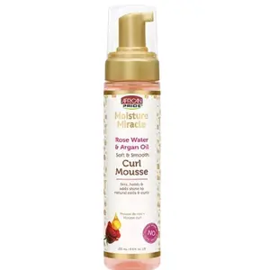 African Pride Moisture Miracle Curl Mousse 8.5 oz - Rose Water & Argan Oil - Soft & Smooth Formula for Stylish Hair - Gel, Haircare