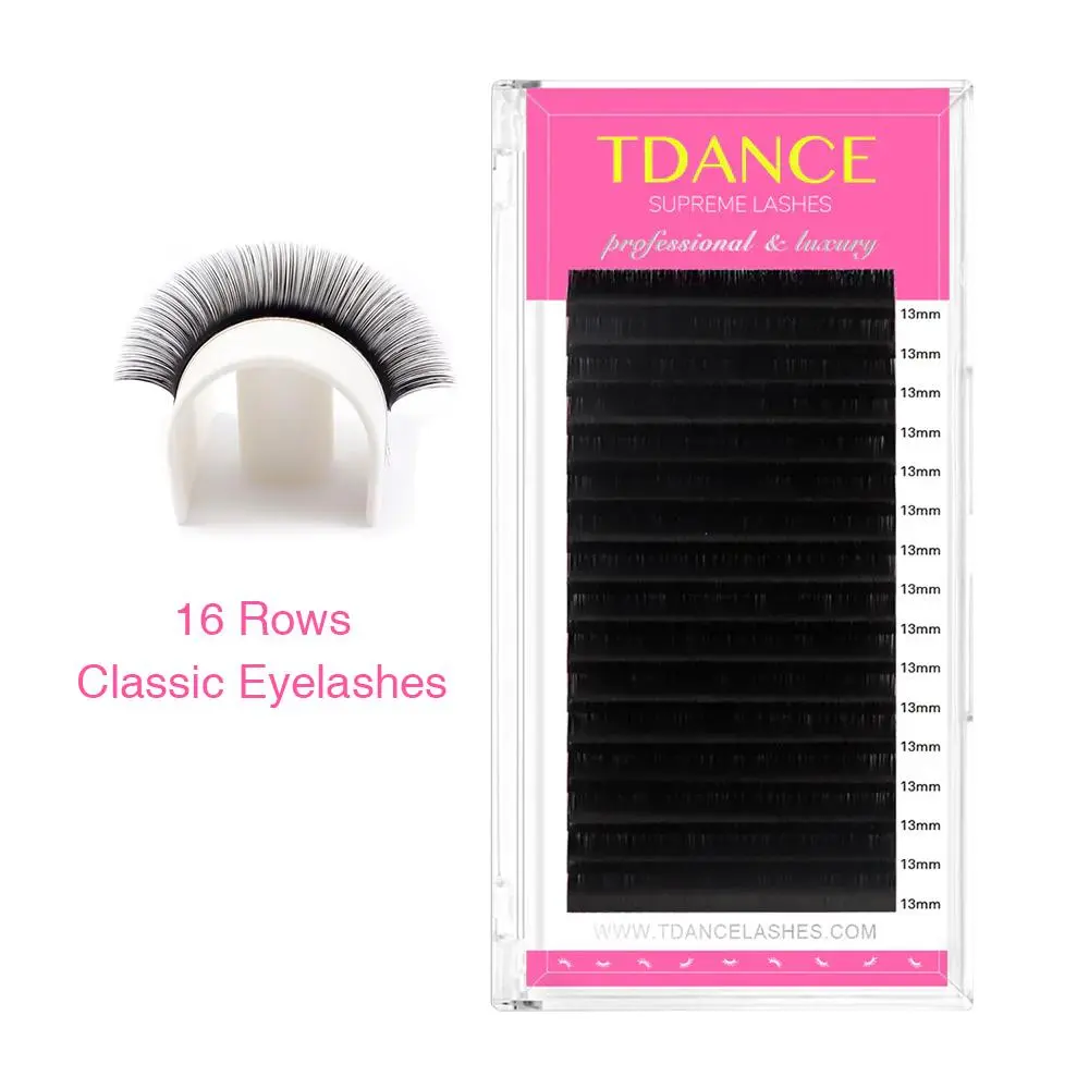 TDANCE 16Rows Classic Lash Dark Black Matte Professionals Soft Natural Faux Eyelash Extension Makeup Beauty Individual Eyelashes 2026 New
