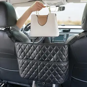 Car Middle Seat Storage Net Large Capacity Leather Bag Seat Back Storage Bag Car Chair Back Supplies Storage Goods Hanging Bag ﻿