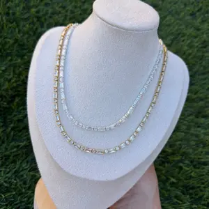 Tennis Elegant Necklace - Charming Design with Crystalline Beads, Perfect for Daily Wear and Occasions