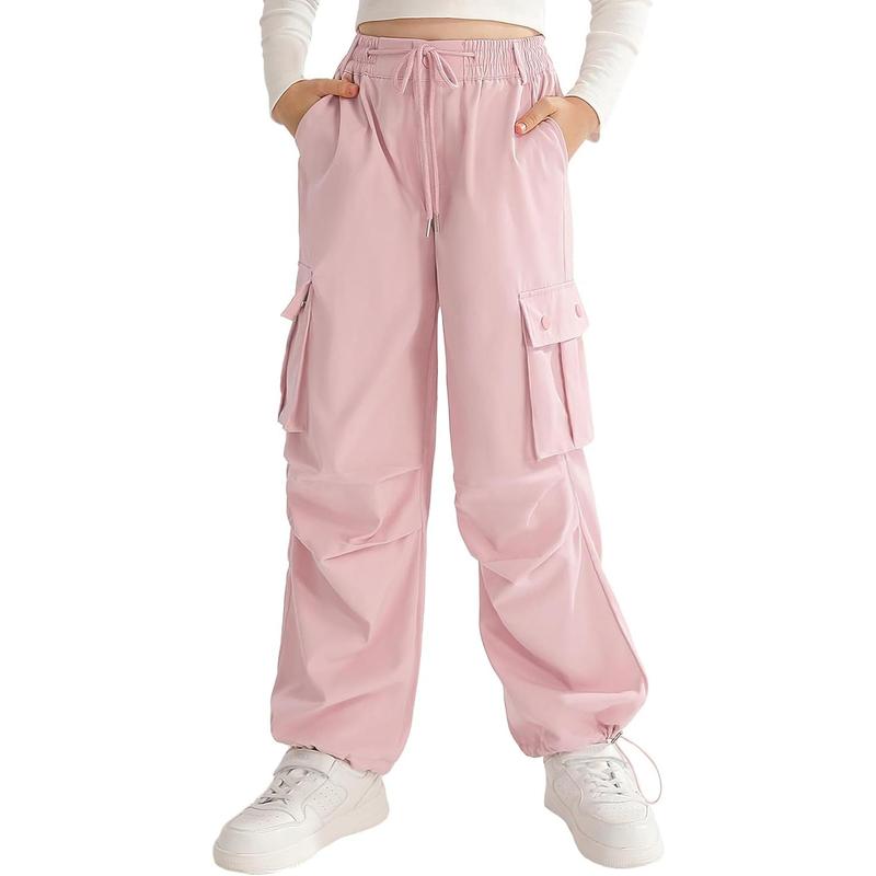 Girls Cargo Jogger Pants Parachute Pants with Elastic Waist and Pockets Cargo Trousers for Teens Girls 7-14 Years Bottoms Womenswear