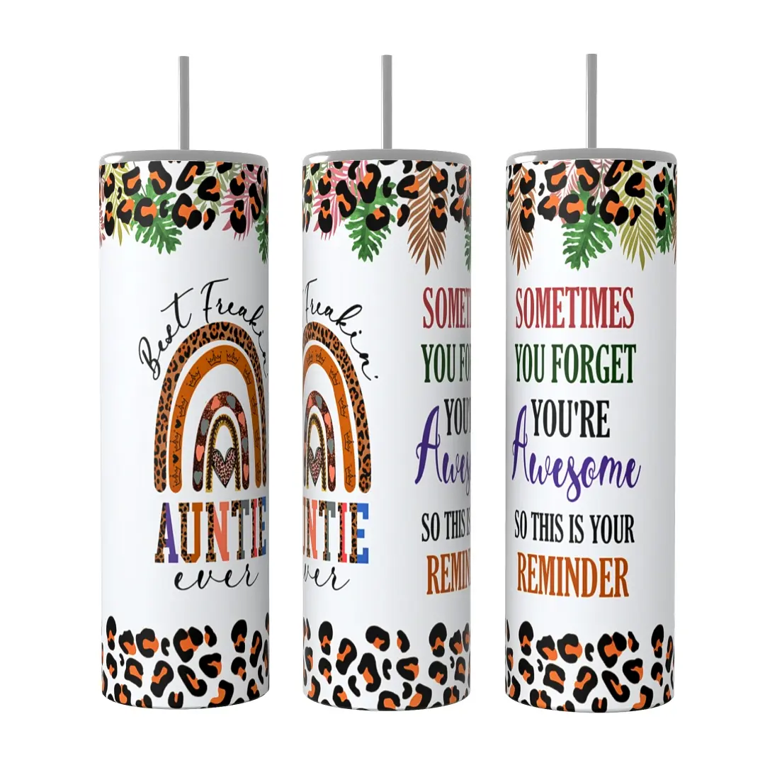 Best Auntie 20oz skinny Tumbler Drinkware Insulated Lid Coffee Portable