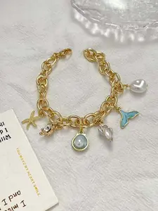 Ocean Themed Charm Bracelet, Fashionable Jewelry for Women & Girls, Trendy All-match & Exquisite Jewelry for Birthday Gift