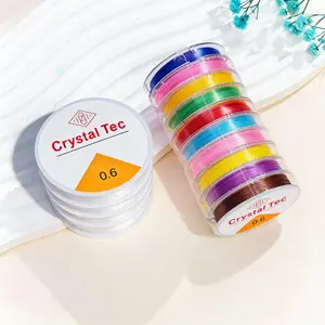 Star DIY Crystal Tec Clear and Rainbow Elastic Stretch Crystal String Cord for Beads Making Bracelet Beading Thread 32 feet 0.6mm thickness