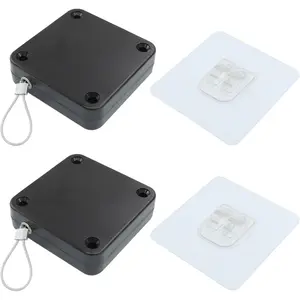 2Pcs Punch Free Automatic Sliding Door Closer Steel Drawstring 500g Tension Black for Bedroom Bathroom Office