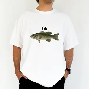 ChicCotton Fih Funny Misspelled Fish Comfort Colors Shirt, Funny Meme Men T-shirt, Funny Gag Graphic Tee For Men, Fishing Lover Men Clothing