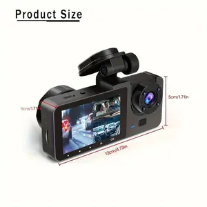 2025 Upgraded 3 Channel Dash Cam Front Rear Inside Cabin 1080P UHD Car DVR with 64GB SD Card Night Vision Loop Recording WDR G-Sensor for Uber Lyft Taxi Driver Security