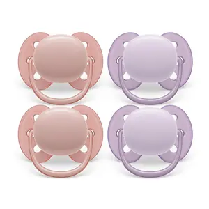 Ultra Soft Pacifiers - 4 Pack of Soft Flexible Baby Soothers for 0-6 Months with Sterilizer Carry Case SCF091/25 BPA Free Orthodontic Silicone Nipples