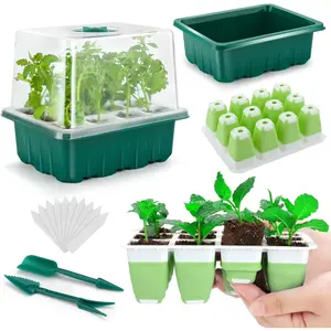 Seed starter tray 48 cells indoor seed starter kit flexible silicone designed seedling starter trays germination tray with humidity dome lids4in height reusable dishwasher safe bpafree