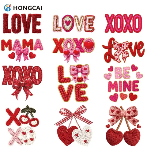 Knitted Embroidery Craft Embroidering Design Heart Love Iron-On Patch, High-Quality Vinyl Transfer Sticker, Easy DIY for T-Shirts, Hoodies, Bags, Valentine's Day Gift