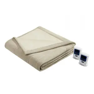 Beautyrest BR54-0180 Electric Micro Fleece Heated Blanket, Beige - Full