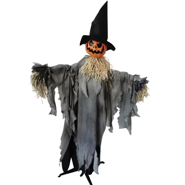 6 Ft Animated Pumpkin Scarecrow with Hat