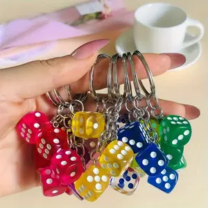 Lucky Dice Keychain – Cute Triple Dice Charm Key Ring for Car Accessories, Backpack Decoration, Gamer Gift, Party Favor & Trendy Novelty Accessory – Fun Retro Dice Style Keychain for Men, Women, Teens & Friends