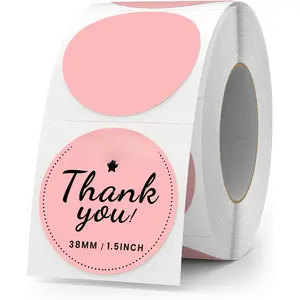 Pink Round Thermal Labels 1.5 Inch Vinyl Circle  Direct Printer Sticker Self-Adhesive Perforated Name Tag for Logo DIY QR Design Office Address 500 count