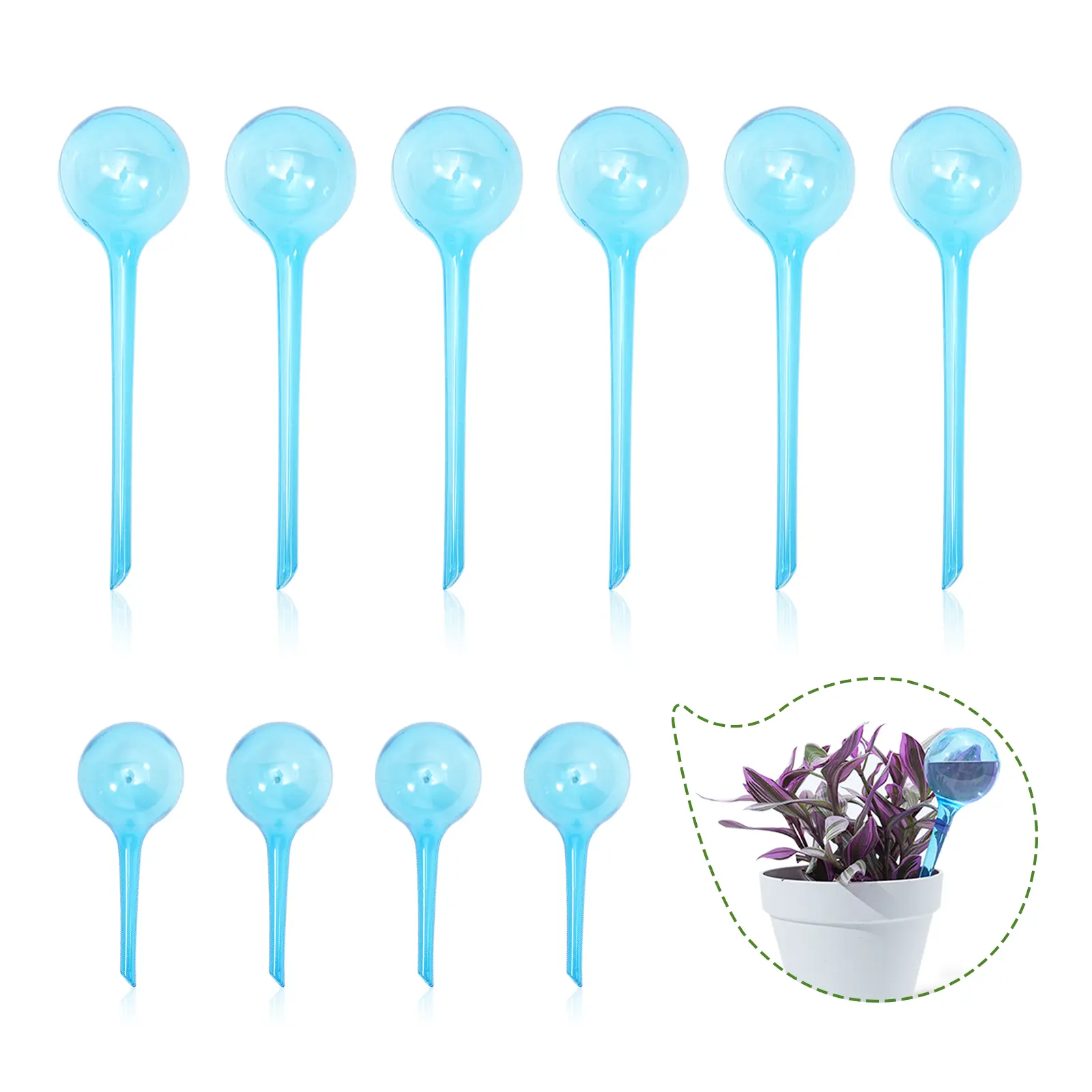 Bamworld 10pcs Aqua Globe Watering Equipment - Automatic Drippers, Self-Watering Irrigation System for Indoor, Outdoor Home Garden Flowerpots (Vacation Care, Water Conservation)