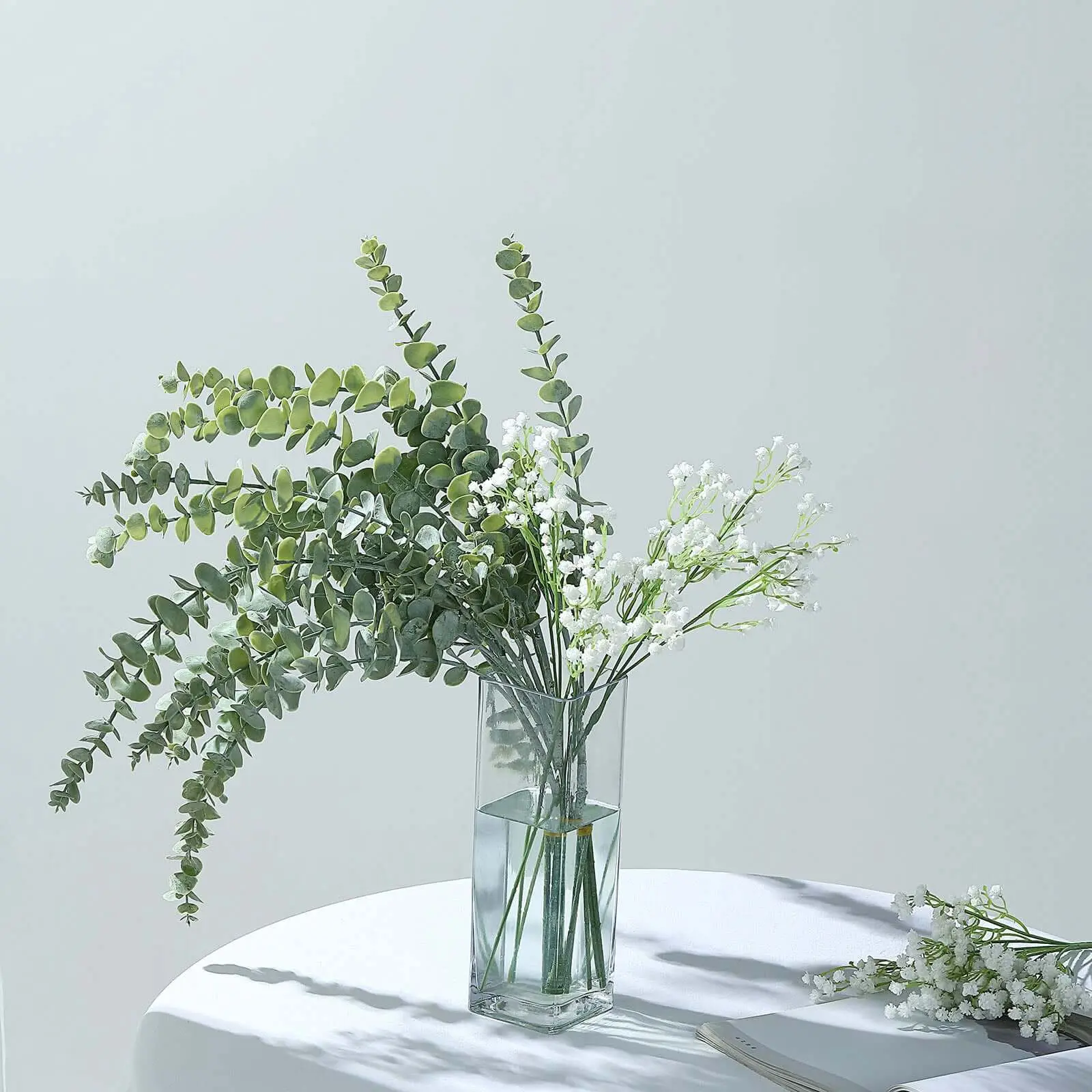 3-Pack 30" Frosted Green Artificial Eucalyptus Branches Faux Plants, Home Decoration Bouquet, Indoor Plants Decor, Artificial Flowers for Home Supplies Decor